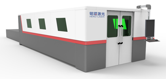 Enclosed 12kw CNC Fiber Laser Cutting Machine For Sheet Metal Fencing Panel